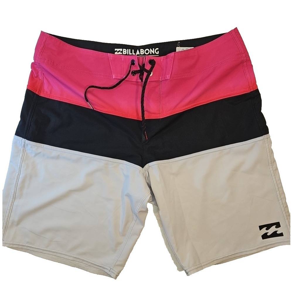 Billabong Platinum X Stretch Board Shorts Pink Black White SZ 33, Style M136FTLF